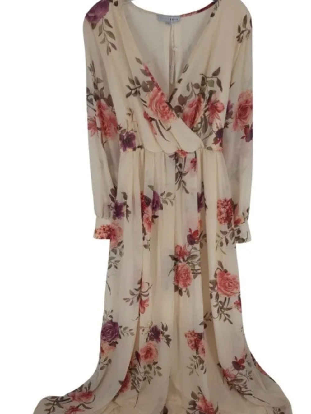 Baltic Born Floral Cream Long-Sleeve Maxi Dress (Lydia)